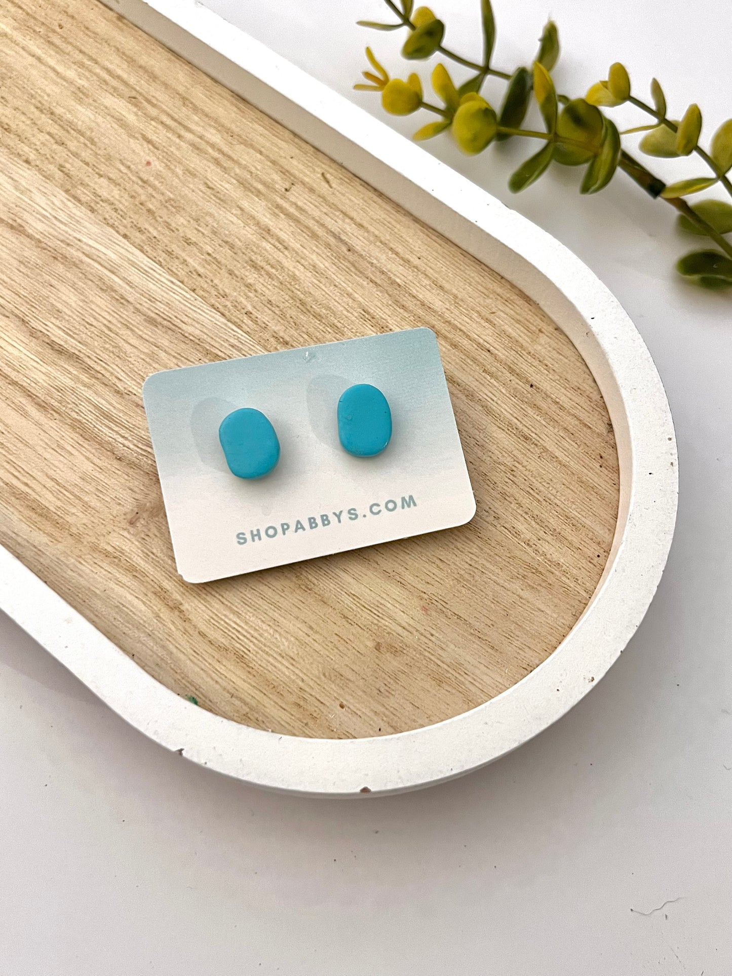 Teal Oval Studs