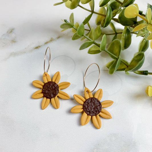 Sunflower Hoop Earrings