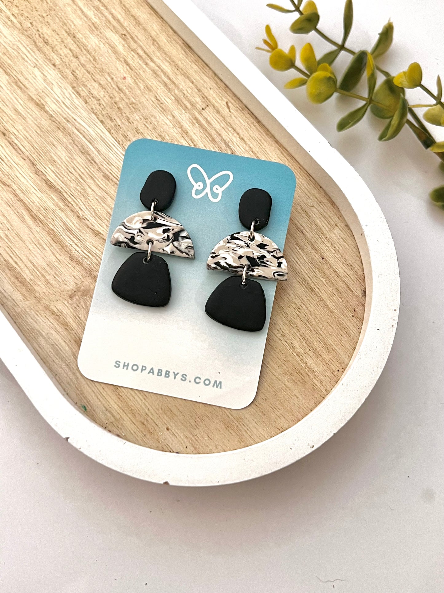 Black Terrazzo Earrings